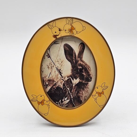 Vintage Oval Picture Frame - Easter Rabbit Decor Nursery Accent Fits 3x4 Photo - Picture 6 of 10